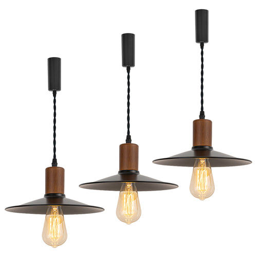 Vintage Track Light Wood/Walnut E26 Base Metal Shade Multi Options Customized Adjusted Height Freely