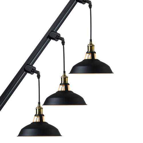 Sloped Position Track Light Fixture E26 Base Metal Black Vintage Design Hanging Lamp Inclined Roof