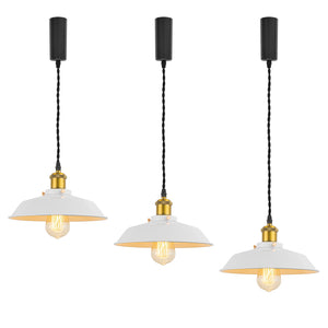 Track Pendant Lights Freely Adjustable Cord White Metal Shade Brass Finish Base Loft Kitchen Sink Lamp
