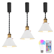 Load image into Gallery viewer, Remote Control RGB LED White Track Pendant Light Brown Bronze E26 Base Adjusted Fixture Vintage Style