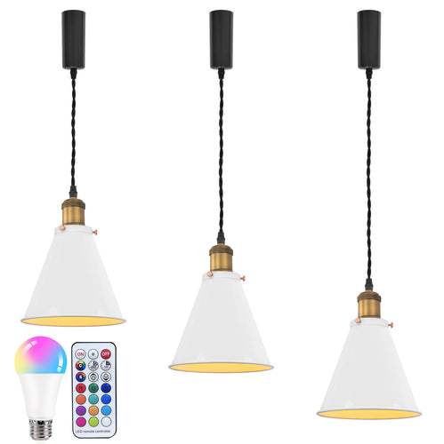 Remote Control RGB LED White Track Pendant Light Brown Bronze E26 Base Adjusted Fixture Vintage Design