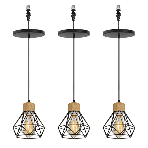 E26 Connection Ceiling Spotlight Remodel Wood Base Hollow Shade Modern Hanging Light Convert Kit