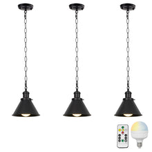 Load image into Gallery viewer, Rechargeable Battery Smart LED Bulb Remote Control Pendant Light Iron Chain Black Metal Light