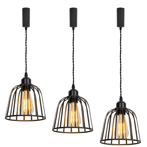 Track Light BlackE26 Base With Cage Shade Vintage Metal Lamp 3.2 Ft Adjusted Height Freely