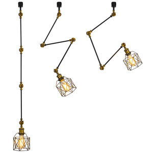 Adjustable Angle Direction Track Lamp E26 Gold Bronze Mini Base Black Cage Vintage Design Lighting