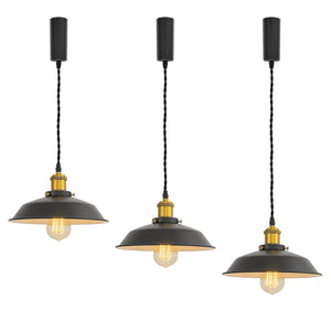Track Pendant Lights Freely Adjustable Cord Black Metal Shade Brass Finish Base Loft Kitchen Sink Lamp