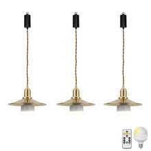 Load image into Gallery viewer, Brass Wireless Smart RGB LED Bulbs Rechargeable Battery Remote Adjusted Cord Pendant Light