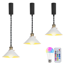 Load image into Gallery viewer, Remote Control RGB LED White Track Pendant Light Adjustable Fixture Vintage Style
