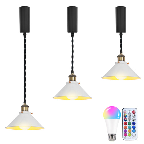 Remote Control RGB LED White Track Pendant Light Adjustable Fixture Vintage Style