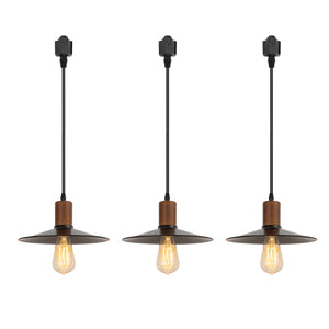 Vintage Track Light Wood/Walnut E26 Base Metal Shade Multi Options Customized Adjusted Height Freely