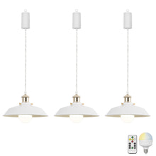 Load image into Gallery viewer, Rechargeable Battery Adjustable Cord Pendant Light French Gold Base With Metal Shade Smart LED Bulbs with Remote Retro Design