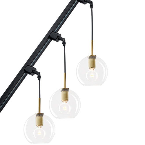 Sloped Position Track Light Fixture E26 Base Clear Glass Lampshade Modern Design Hanging Lamp Inclined Roof