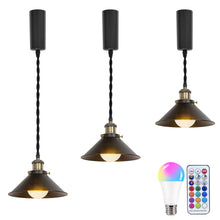Load image into Gallery viewer, Remote Control RGB LED Black Track Pendant Light Adjustable Fixture Vintage Style