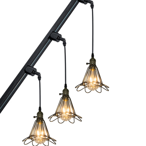 Sloped Position Track Light Fixture E26 Base Hollow Metal Vintage Design Hanging Lamp Inclined Roof