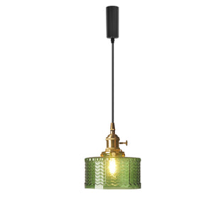 Track Mount Lighting Gold Base Pendant Kitchen Island Light Green Glass Retro Lamp