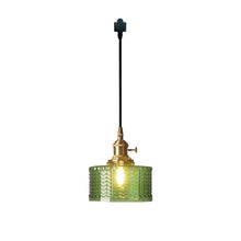 Load image into Gallery viewer, Track Mount Lighting Gold Base Pendant Kitchen Island Light Green Glass Retro Lamp