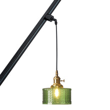 Load image into Gallery viewer, Track Mount Lighting Gold Base Pendant Kitchen Island Light Green Glass Retro Lamp