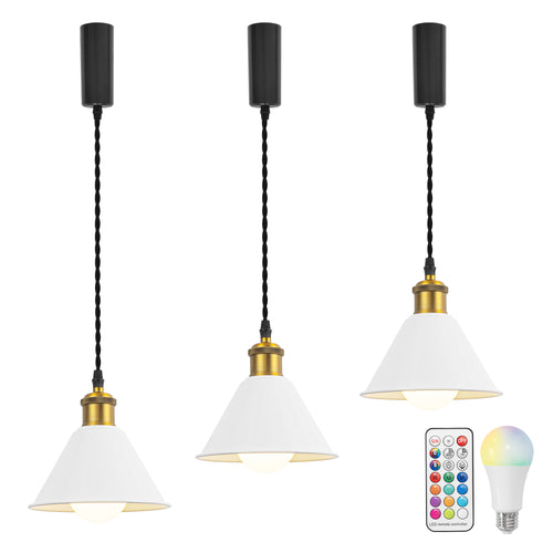 Remote Control RGB LED White Track Pendant Light Brown Bronze E26 Base Adjusted Fixture Vintage Style
