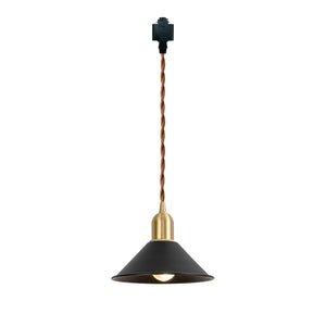 Track Mount Lighting Black Metal Shade Brass Base Pendant Kitchen Island Light Retro Design