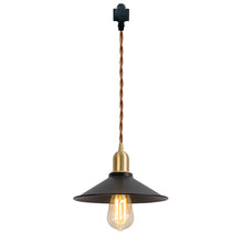 Load image into Gallery viewer, Track Mount Lighting Black Metal Shade Brass Base Pendant Kitchen Island Light Retro Design DZ22x6