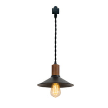 Load image into Gallery viewer, Track Mount Lighting Walnut Base Pendant Kitchen Island Light Black Shade Retro Lamp(DZ22x6)