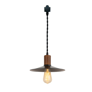 Track Mount Lighting Walnut Base Pendant Kitchen Island Light Black Flat Shade Retro Lamp