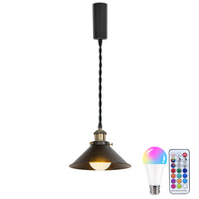 Load image into Gallery viewer, Remote Control RGB LED Black Track Pendant Light Adjustable Fixture Vintage Style