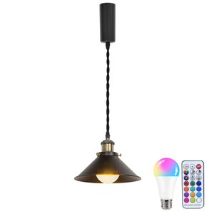 Remote Control RGB LED Black Track Pendant Light Adjustable Fixture Vintage Style