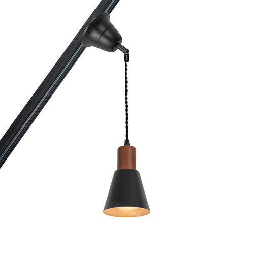 Sloped Position Track Light E26 Walnut Base Metal Shade Adjusted Retro Hanging Lamp Inclined Roof