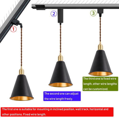 Track Mount Lighting Black Outer Gold Inner Shade Brass Base Pendant Kitchen Island Light