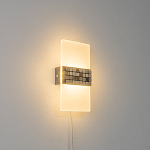 White Acrylic with Colorful Mosaic Stone Handmade Corded Wall Sconce Modern Design For Bedside Store Office