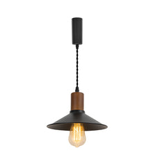 Load image into Gallery viewer, Track Mount Lighting Walnut Base Pendant Kitchen Island Light Black Shade Retro Lamp(DZ22x6)