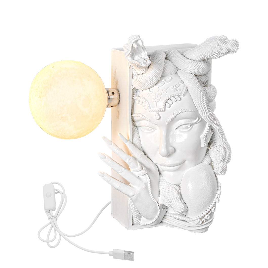 Medusa Bookshelf Lamp USB Cable Greek Gorgon Serpent Monster Decorative Lighting Vintage Design