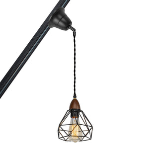 Sloped Position Track Light E26 Walnut Base Hollow Shade Adjusted Retro Hanging Lamp Inclined Roof