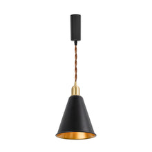 Load image into Gallery viewer, Track Mount Lighting Black Outer Gold Inner Shade Brass Base Pendant Kitchen Island Light