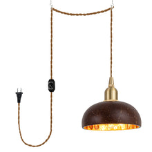 Load image into Gallery viewer, Handmade Coconut Shell Brass Finish E12 Base Plug In Cord Pendant Light