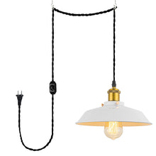 Load image into Gallery viewer, Brass Finish Base Black Or White Metal Swag Plug-in Dimmable Pendant Light