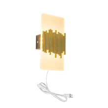 Load image into Gallery viewer, White Acrylic with Gold Tube Handmade Corded Wall Sconce Retro Design For Bedside Store Office