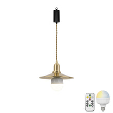 Load image into Gallery viewer, Brass Wireless Smart RGB LED Bulbs Rechargeable Battery Remote Adjusted Cord Pendant Light
