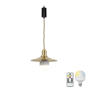 Brass Wireless Smart RGB LED Bulbs Rechargeable Battery Remote Adjusted Cord Pendant Light