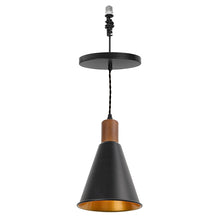 Load image into Gallery viewer, Ceiling Spotlight Remodel E26 Walnut Base Black Outer Gold Inner Shade Hanging Light Conversion Kit