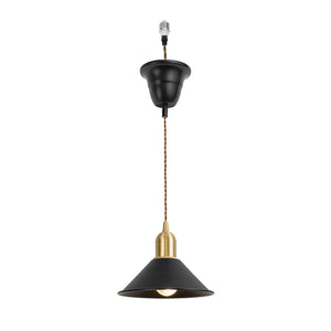 Ceiling Spotlight Remodel E26 Brass Base Black Shade Metal Hanging Light Conversion Kit(DZ18x6)