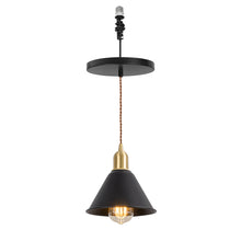 Load image into Gallery viewer, Ceiling Spotlight Remodel E26 Brass Base Black Metal Shade Hanging Light Conversion Kit