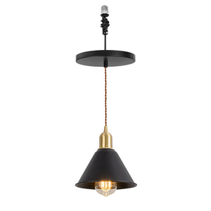 Ceiling Spotlight Remodel E26 Brass Base Black Metal Shade Hanging Light Conversion Kit