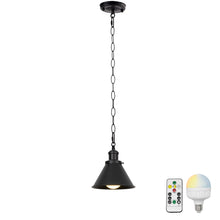 Load image into Gallery viewer, Rechargeable Battery Smart LED Bulb Remote Control Pendant Light Iron Chain Black Metal Light