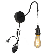 Load image into Gallery viewer, Corded Adjustable Dimmable Gooseneck Wall Sconce 5.9 Feet  Cable Black Metal Wall Lamp Vintage Design
