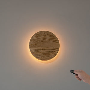Handmade Natural Rounded Wooden Convenient Hook Wall Sconce Go Wire-Free Battery Background Light