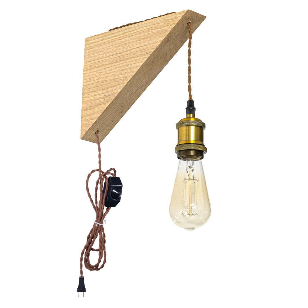 Customized Handmade Wooden Minimalistic Home Decor Convenient Hook 15Feet Plug in Dimmable Cord Wall Sconce