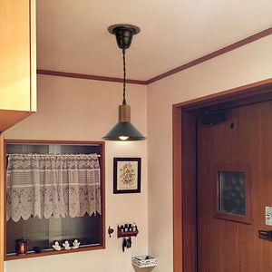 Ceiling Spotlight Remodel Walnut Base Black Metal Hanging Light Conversion Kit For E26 Ceiling Lamp