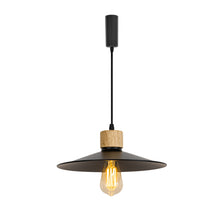 Load image into Gallery viewer, E26 Wood Base Black Metal 11.8 inches Shade Retro Track Light 3.2 Ft Adjusted Height Freely